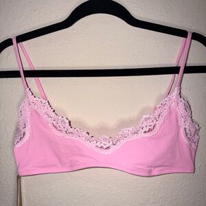 SKIMS Fits Everybody Lace Scoop Bralette Bubblegum Tonal Size Medium